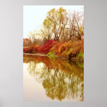 Fall Forest River Scene Poster