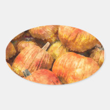 FALL HARVEST PUMPKINS OVAL STICKERS