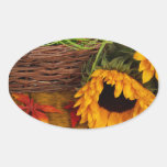 Fall Harvest Sunflowers Oval Sticker