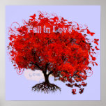 Fall In Love Swirls Roots Puzzle Pieces Red Tree posters