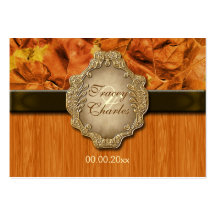 Fall leaves country wood grain business cards