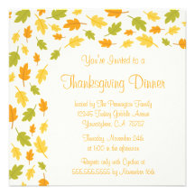 Fall leaves Thanksgiving dinner party invitation