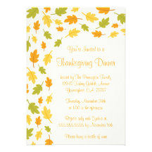 Fall leaves Thanksgiving dinner party invitation