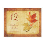 Fall Leaves Wedding Table Number Card