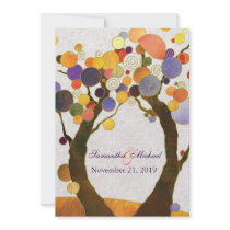 Fall Love Trees Modern Wedding Invitations
