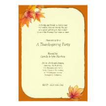 Fall Maple Leaves Thanksgiving Party Invitation