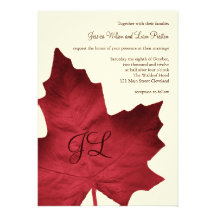 Fall Monogrammed Wedding Invitation (red)