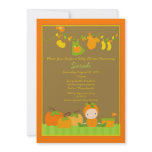 Fall Pumpkin Girl Clothesline Baby Shower Invite invitations