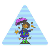 Fall Season Girl Triangle Sticker