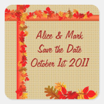 Fall Season Save the Date Square Sticker