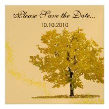 Fall Tree Save-the-date-gold Invitation