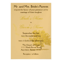 Fall tree Wedding-gold Invites