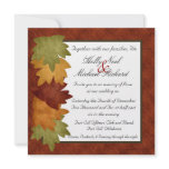 Fall wedding invitation leaves chic classic reds