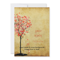 Fall wedding invitations/red maple leaves