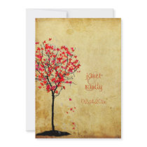 Fall wedding invitations/red maple leaves
