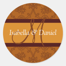 Fall Wedding  Monogram Seal Stickers