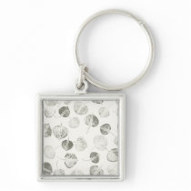 Fallen Aspen Leaves Black and White Key Chain
