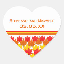 Fallen Leaves Autumn Wedding Stickers
