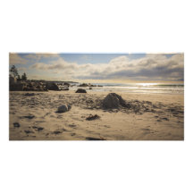 Fallen Sand Castle On The Beach Personalised Photo Card