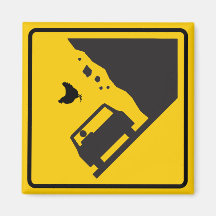 Falling Chicken Zone Highway Sign Fridge Magnet