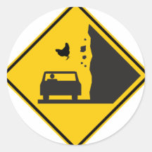 Falling Chicken Zone Highway Sign Round Stickers