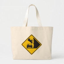 Falling Cow Zone Highway Sign Canvas Bags