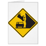 Falling Cow Zone Highway Sign Greeting Cards
