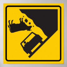 Falling Cow Zone Highway Sign Posters