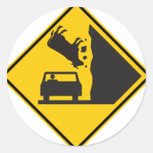 Falling Cow Zone Highway Sign Round Sticker