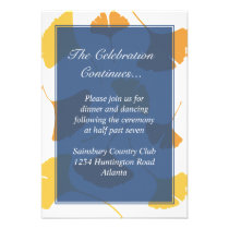 Falling ginkgo leaves blue wedding enclosure invitations