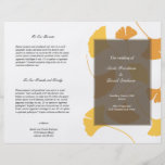 Falling ginkgo leaves grey golden wedding program full color flyer