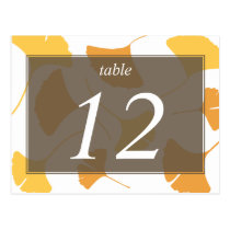 Falling ginkgo leaves grey table number card postcards