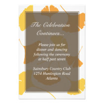 Falling ginkgo leaves grey wedding enclosure invitations