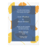 Falling ginkgo leaves navy golden autumn wedding announcements