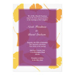 Falling ginkgo leaves purple golden autumn wedding personalized announcements