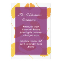 Falling ginkgo leaves purple wedding enclosure invitations