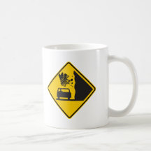 Falling Piano Zone Highway Sign Coffee Mugs