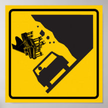 Falling Piano Zone Highway Sign Print