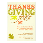 Falling red brown autumn leaves Thanksgiving feast Custom Invitations
