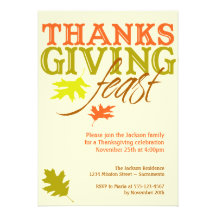 Falling red brown autumn leaves Thanksgiving feast Custom Invitations