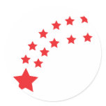 falling red stars round sticker