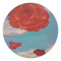 Falling Rose Round Stickers