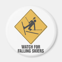 Falling Skiers Magnet