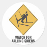 Falling Skiers Stickers