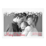 Falling snowflakes white border holiday photo card personalized invitations