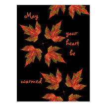 fallleaves, May, your heart be , warmed Post Card