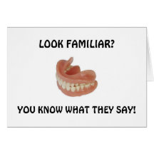 FALSE TEETH AND HEARING AID HUMOR GREETING CARD