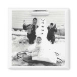 Family and a snowman magnets