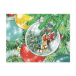 Family Christmas Tree Reflection Painting postcards