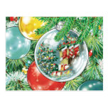 Family Christmas Tree Reflection Painting Postcard